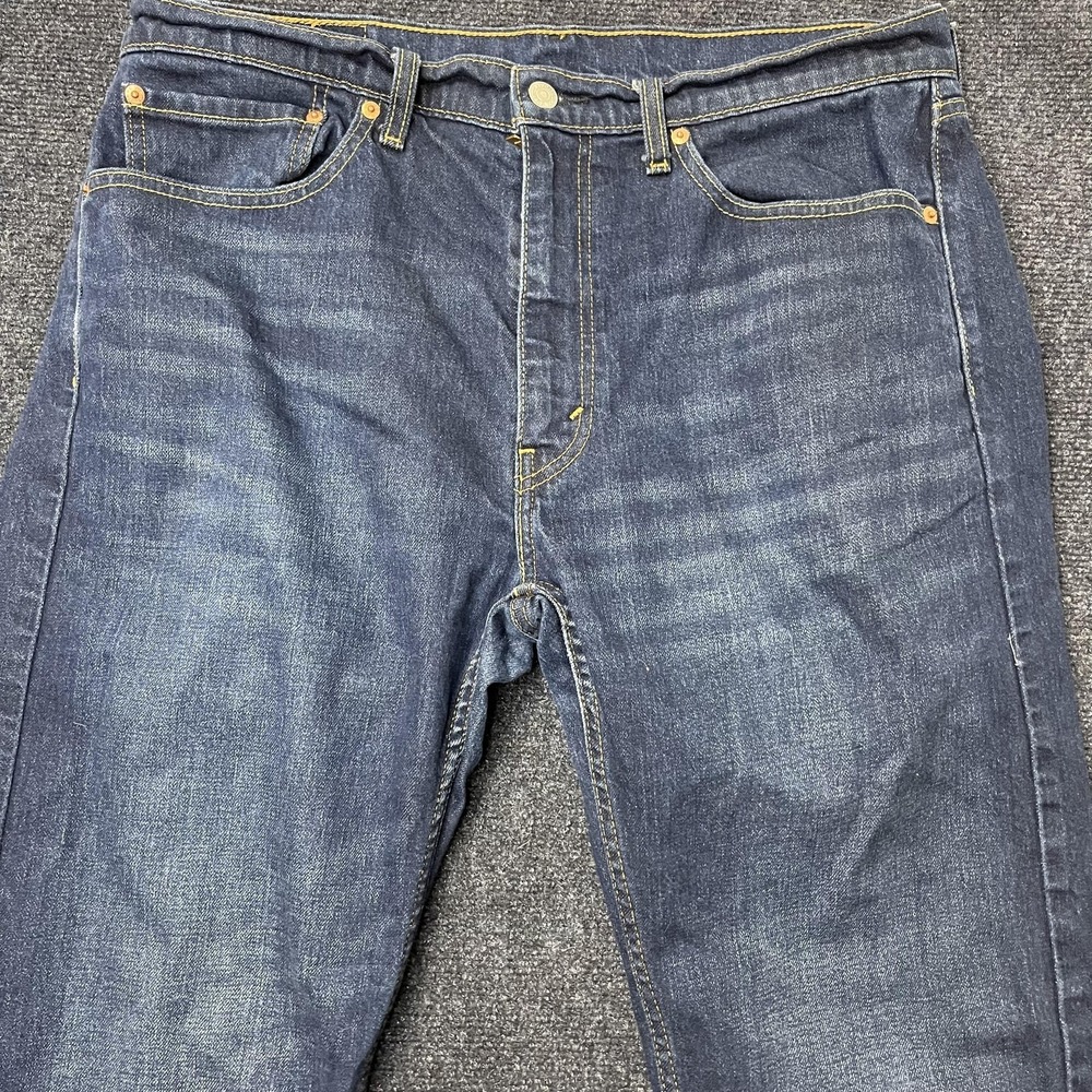 Levis 505 Jeans Mens 36x32 Medium Wash Blue Denim Straight Leg Stretch Casual